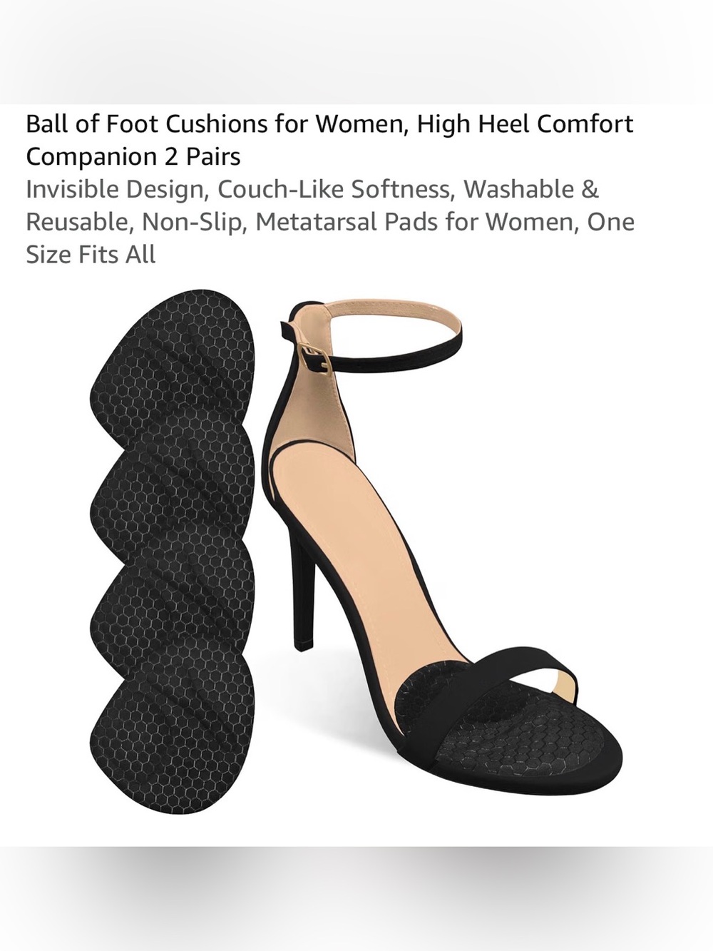 Foot cushions for high heel comfort companion 2 pairs one size fits all black